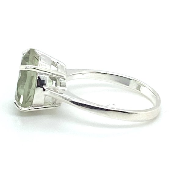 Green Amethyst 5.55ct Platinum Finish Solid 925 Sterling Silver Ring - Picture 6 of 6